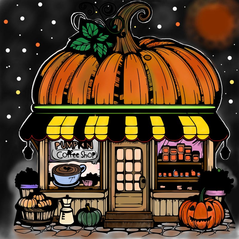 pumpkin coffee shop realistic