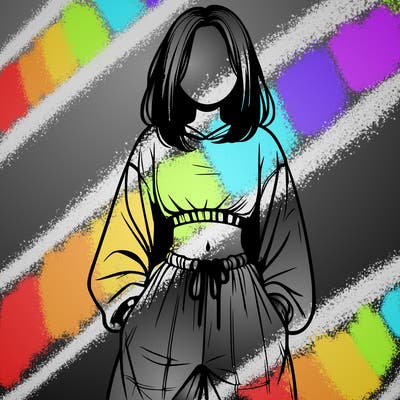 realistic girl faceless with baggy pants and a crop top