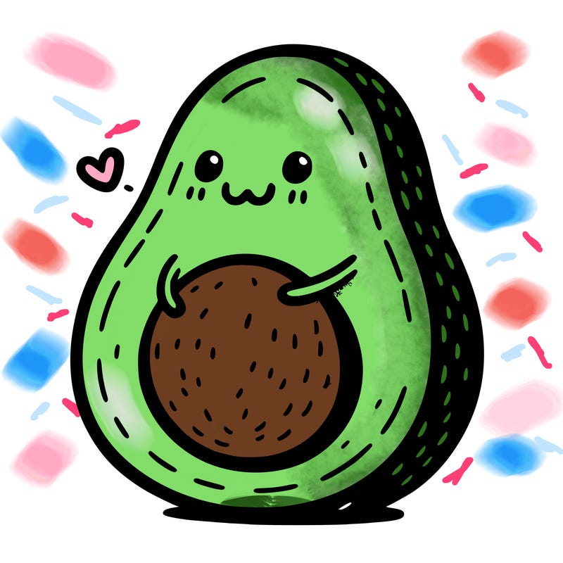 an avocado hugging an avocado