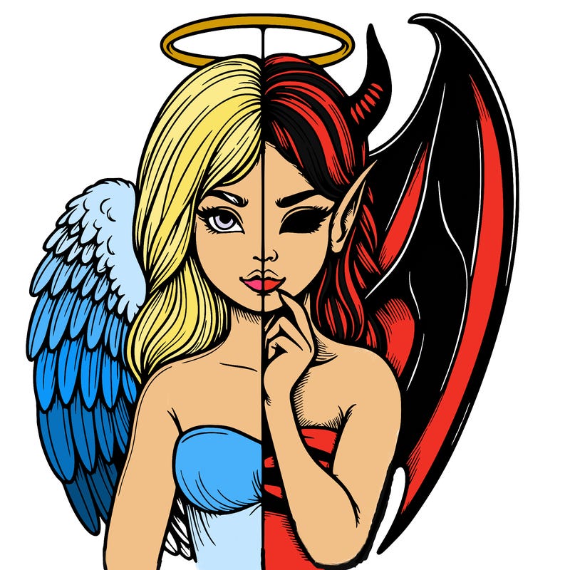 realistic angel half demon