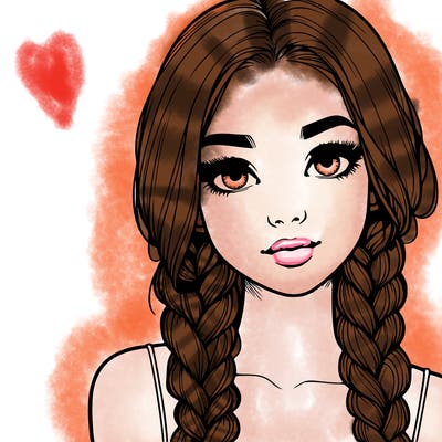 realistic girl with braids