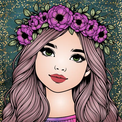 realistic girl with flower crown