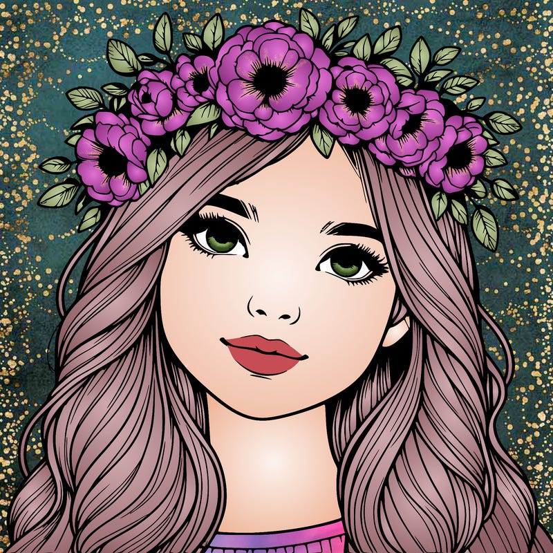 realistic girl with flower crown