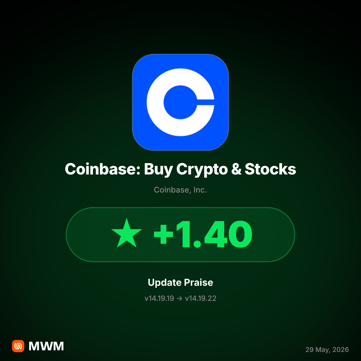 Coinbase v14.19.22 introduces zero-fee trading, driving rating surge