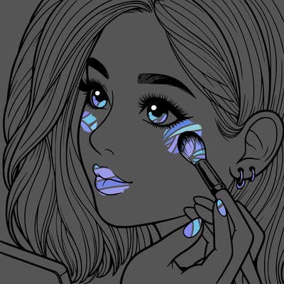 a realistic girl doing her makeup