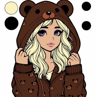 realistic girl in a animal pjs hoodie