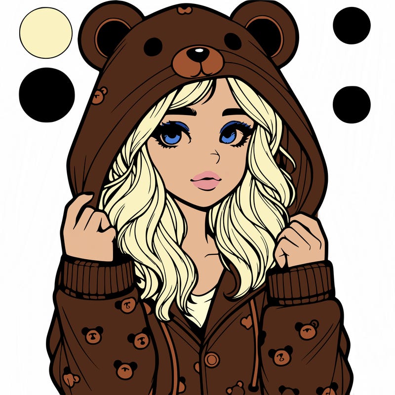 realistic girl in a animal pjs hoodie