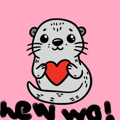 otter with a heart