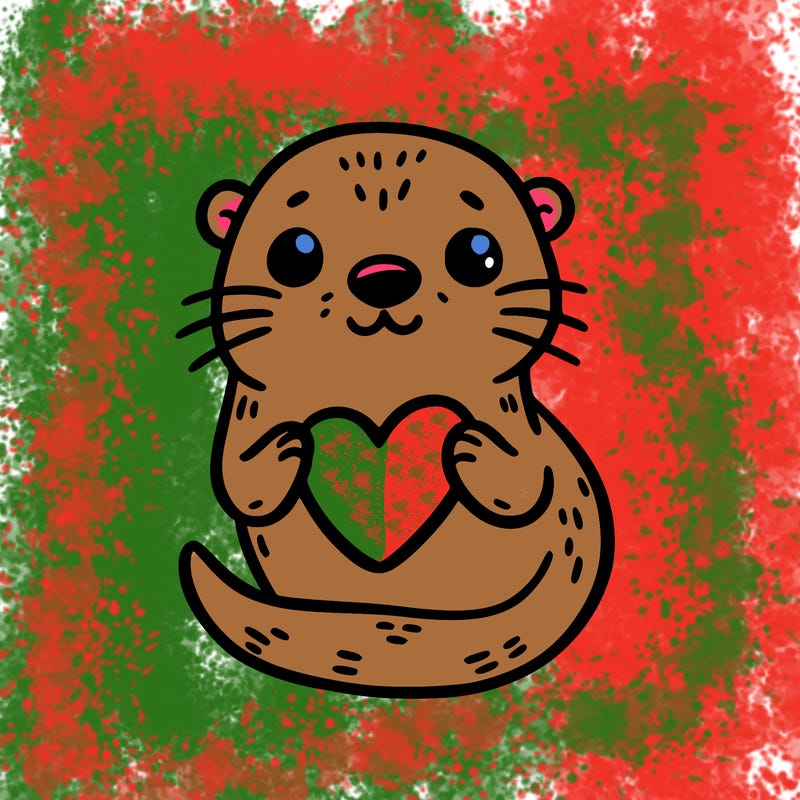 otter with a heart
