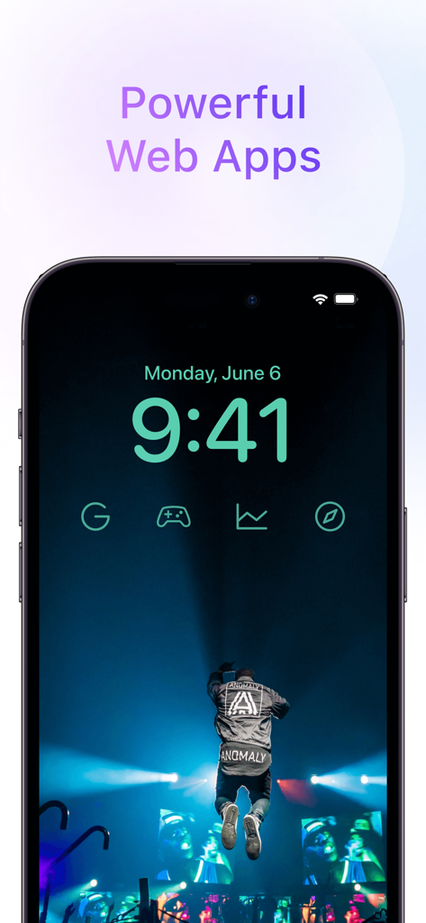 Écran de verrouillage iPhone affichant des raccourcis d'applications web personnalisables à l'aide des widgets Lock Launcher