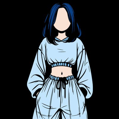 realistic girl faceless with baggy pants and a crop top