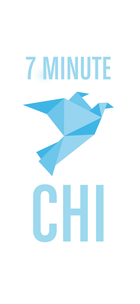 7 Minute Chi - Meditate & Move - Logo for the 7 Minute Chi app featuring a light blue origami bird and minimalist text