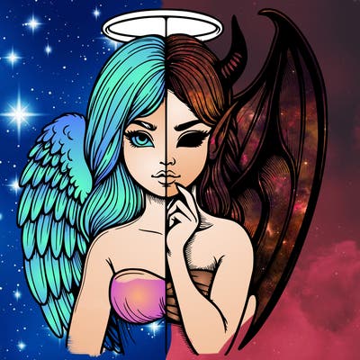 realistic angel half demon