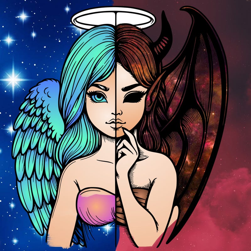 realistic angel half demon