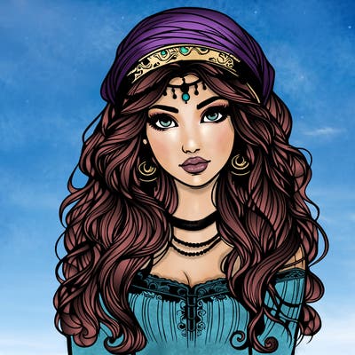 realistic beautiful mysterious gypsy girl