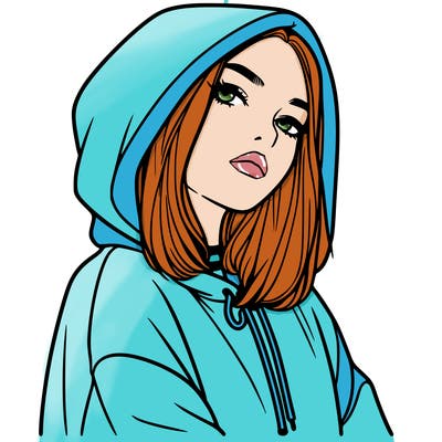 a realistic girl in a hoodie