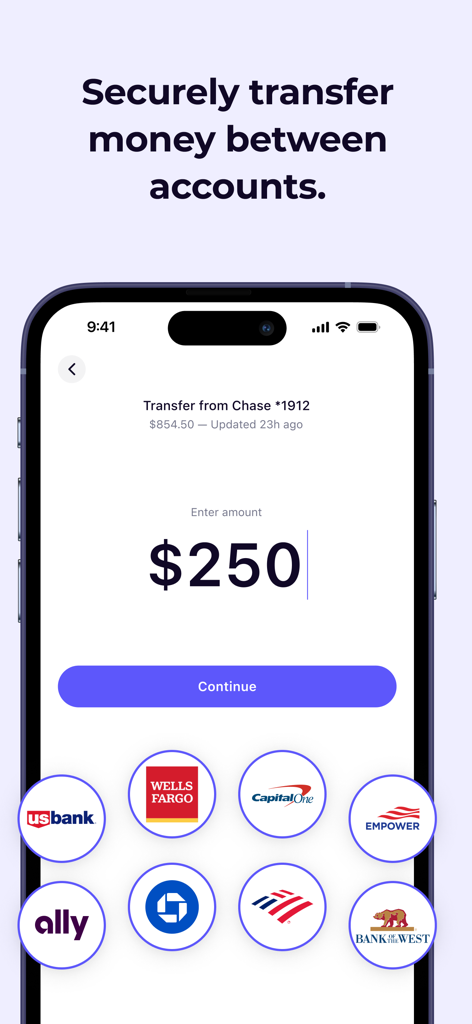 Bold.org - Bold.org mobile app interface showing a secure money transfer screen with various bank logos.