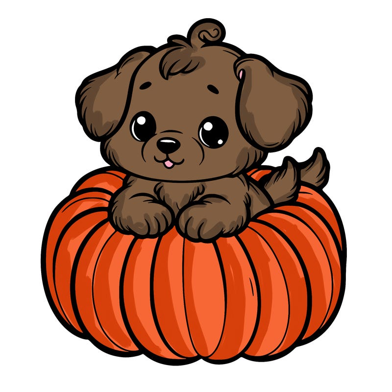 cute little puppy in a pumpkin
