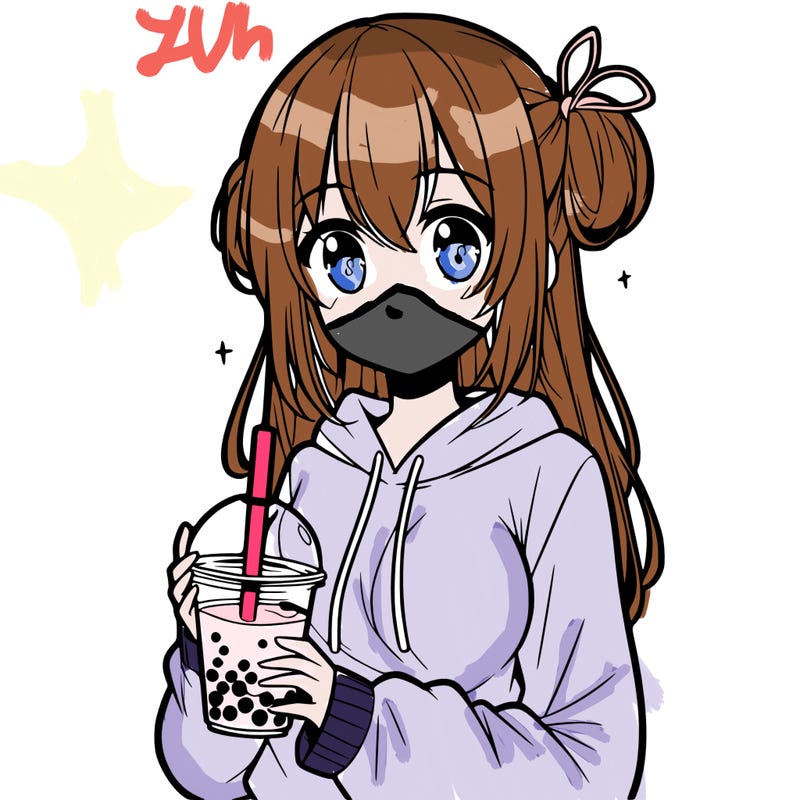 anime girl holding boba milk tea