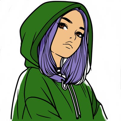 a realistic girl in a hoodie