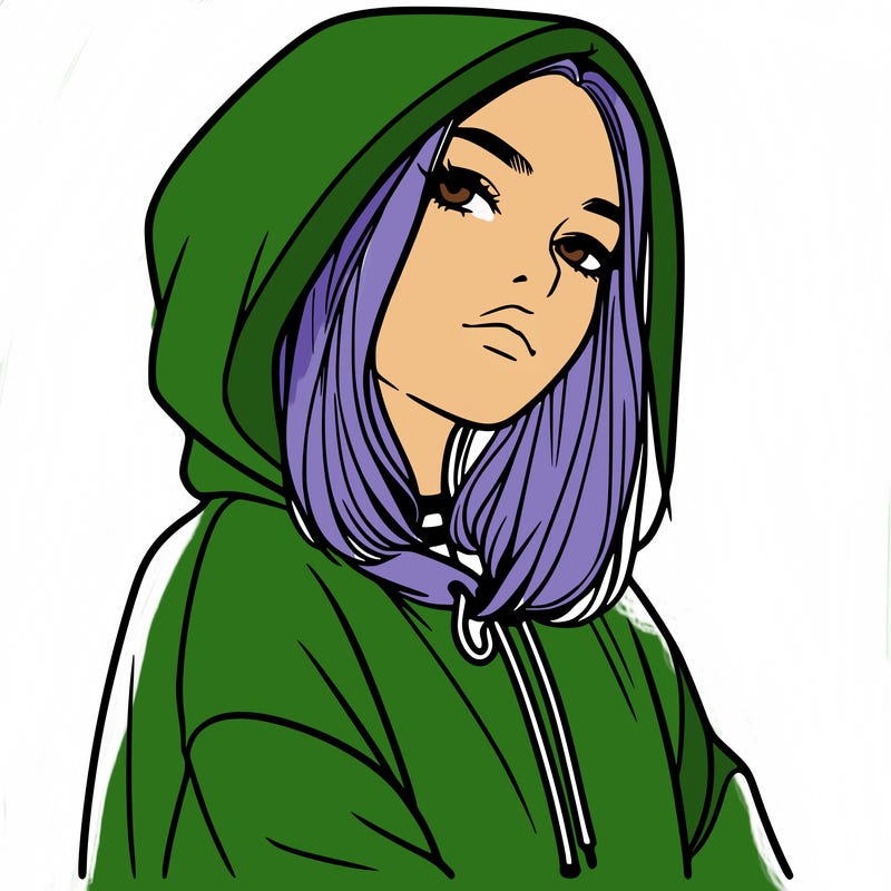 a realistic girl in a hoodie