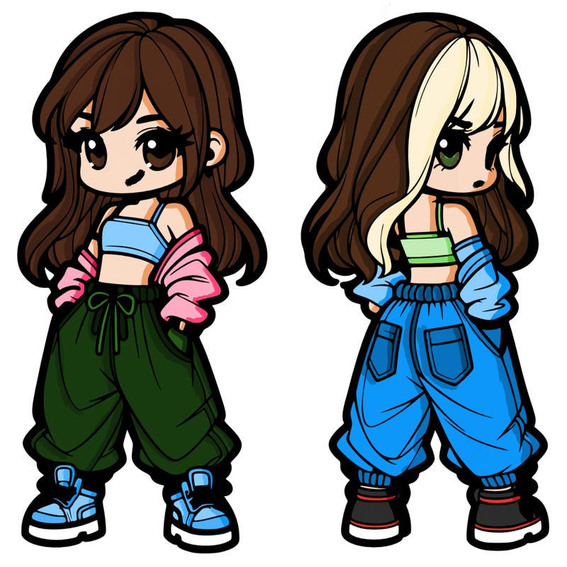 girl in crop top and baggy pants