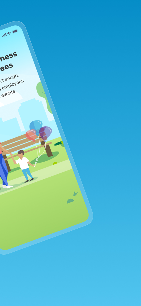 Kashable - Kashable mobile app screen showing a family in a park and financial wellness text for employees