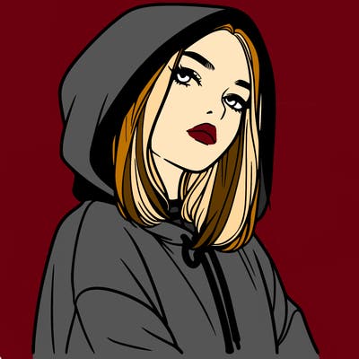 a realistic girl in a hoodie