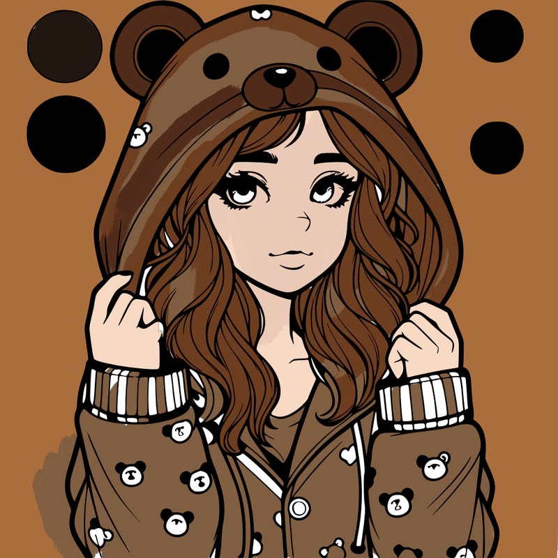 realistic girl in a animal pjs hoodie