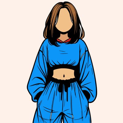 realistic girl faceless with baggy pants and a crop top