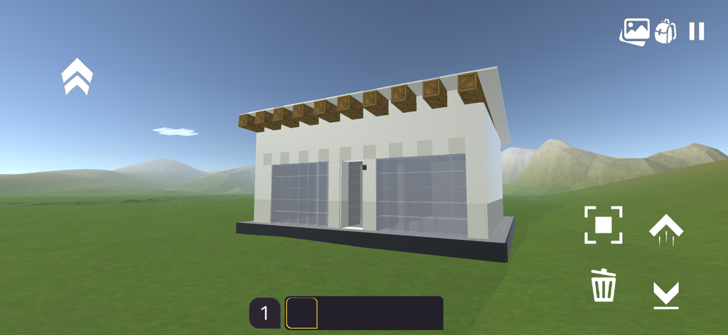 A custom building structure with glass windows in the Evertech Sandbox game environment.