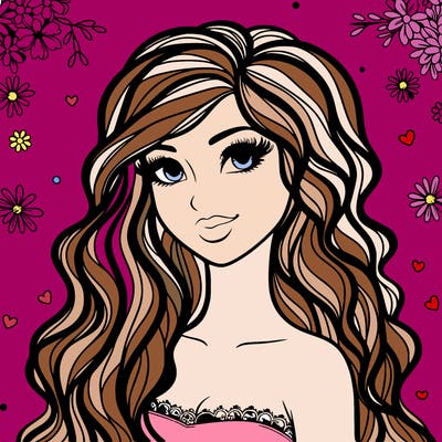 pretty woman with long wavy hair