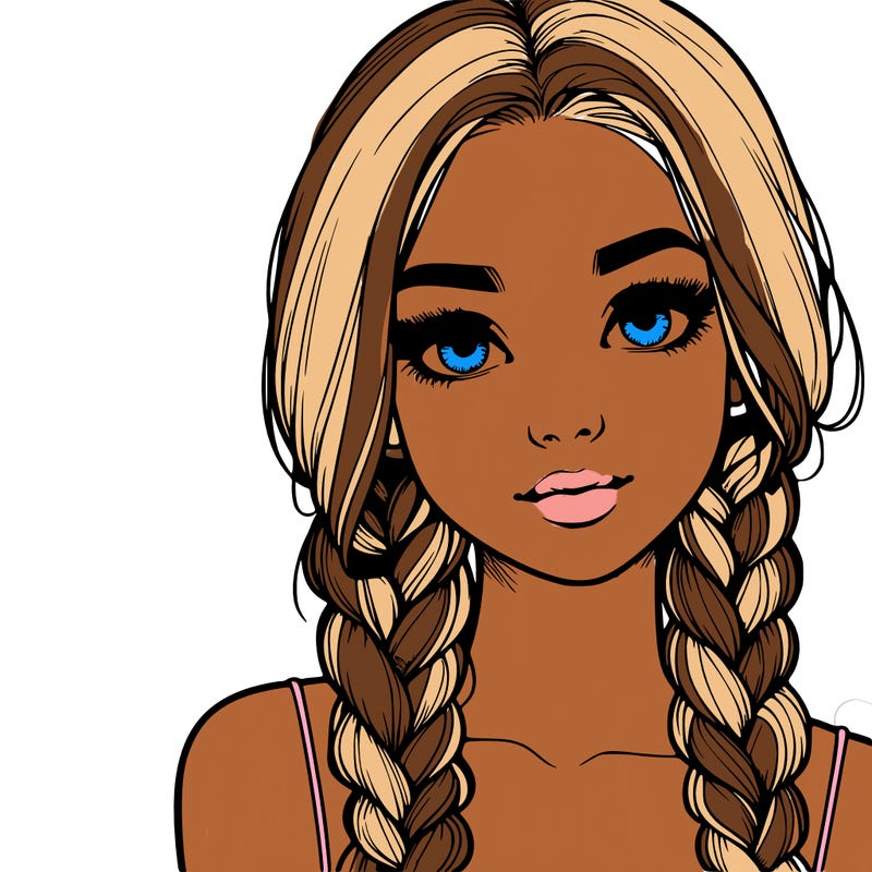 realistic girl with braids