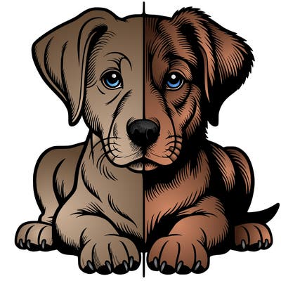 realistic dog split picture