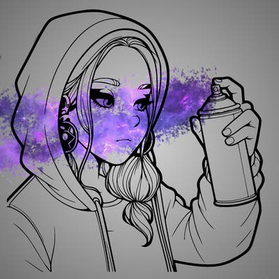 a realistic girl, spray painting