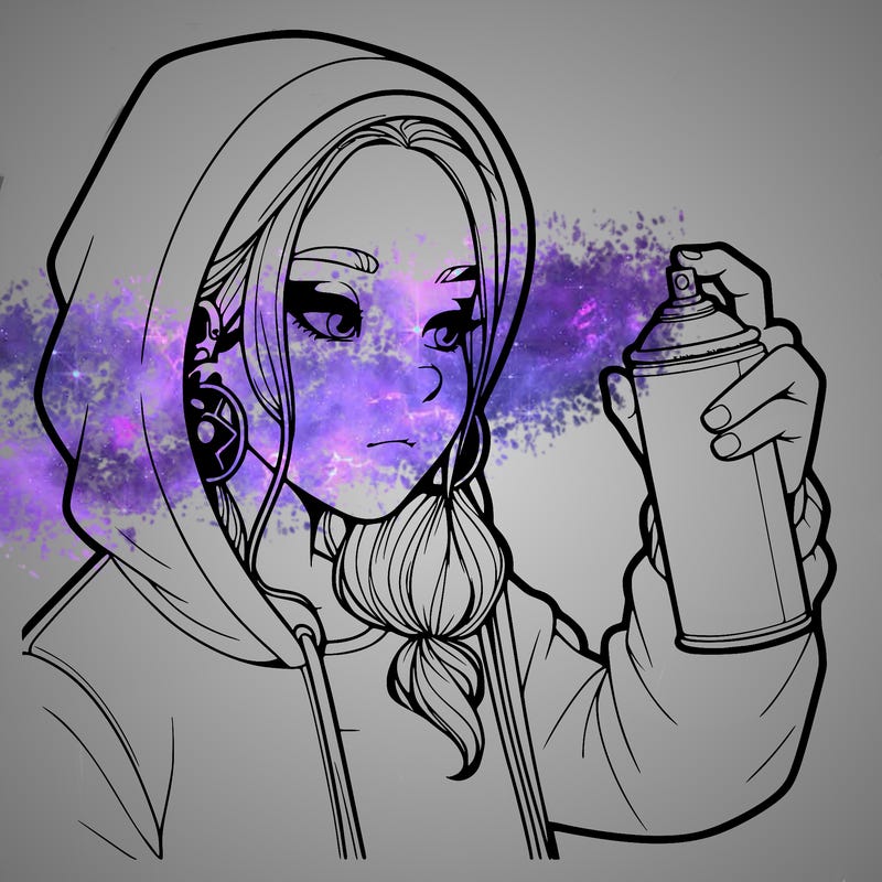 a realistic girl, spray painting