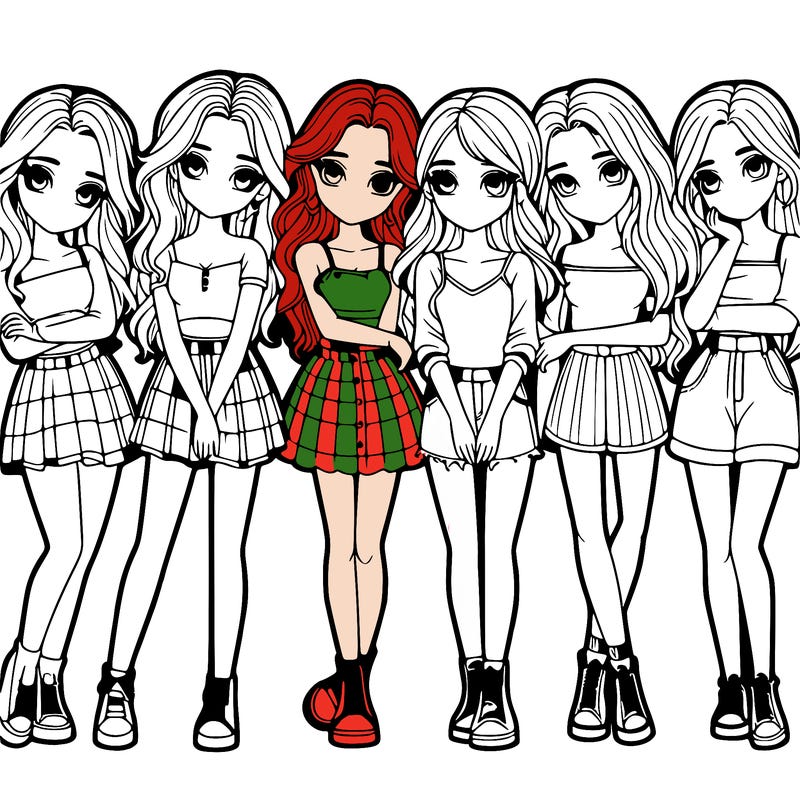 a group of girls realistic