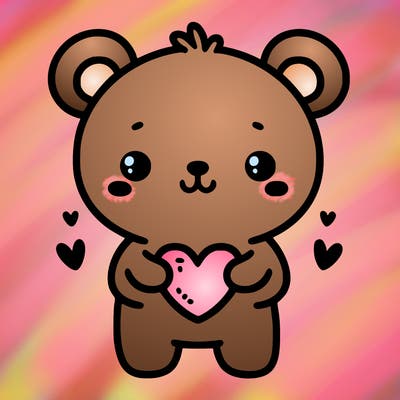 cute bear with heart