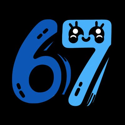 the numbers 67