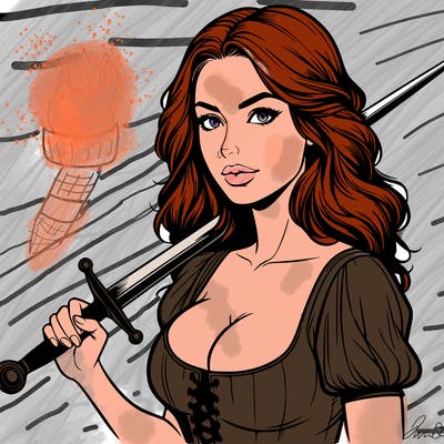 realistic woman with a sword