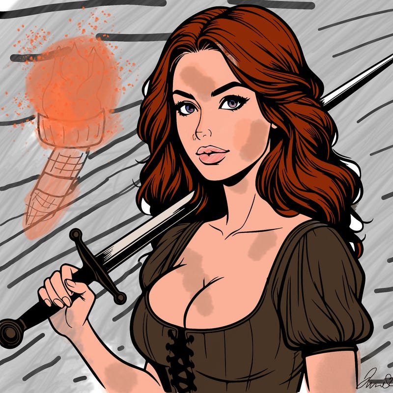 realistic woman with a sword