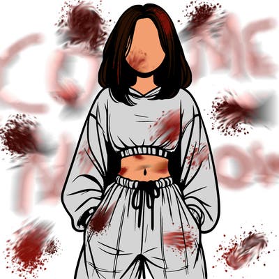 realistic girl faceless with baggy pants and a crop top