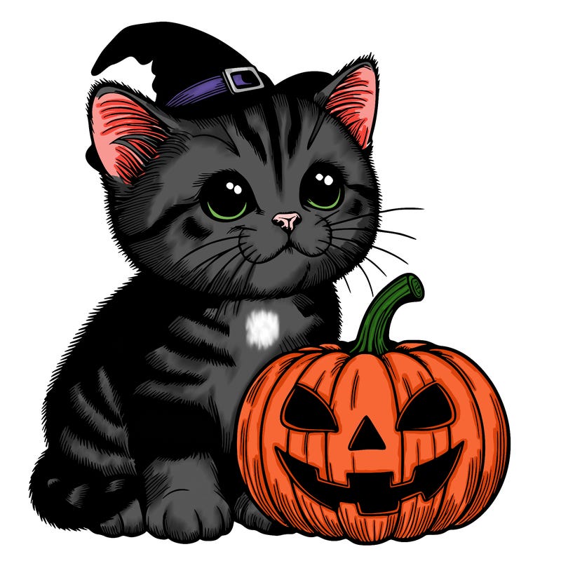 halloween realistic kitten