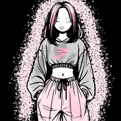 realistic girl faceless with baggy pants and a crop top