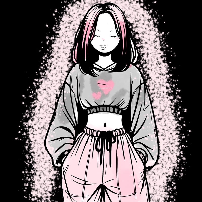 realistic girl faceless with baggy pants and a crop top