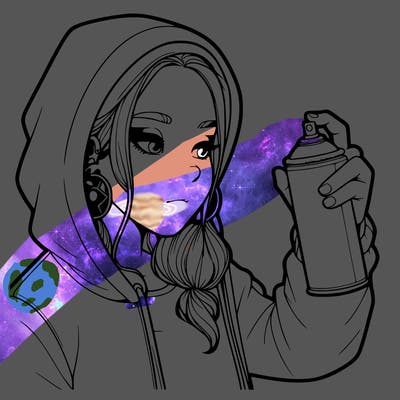 a realistic girl, spray painting