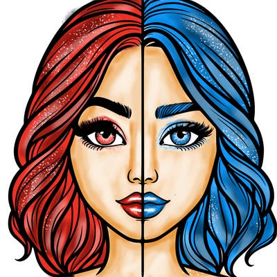 realistic girl split half