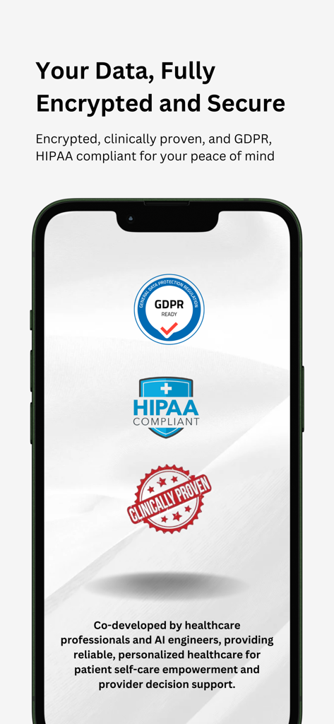Chatdok - ChatDok mobile app screen showing HIPAA compliance and data encryption.