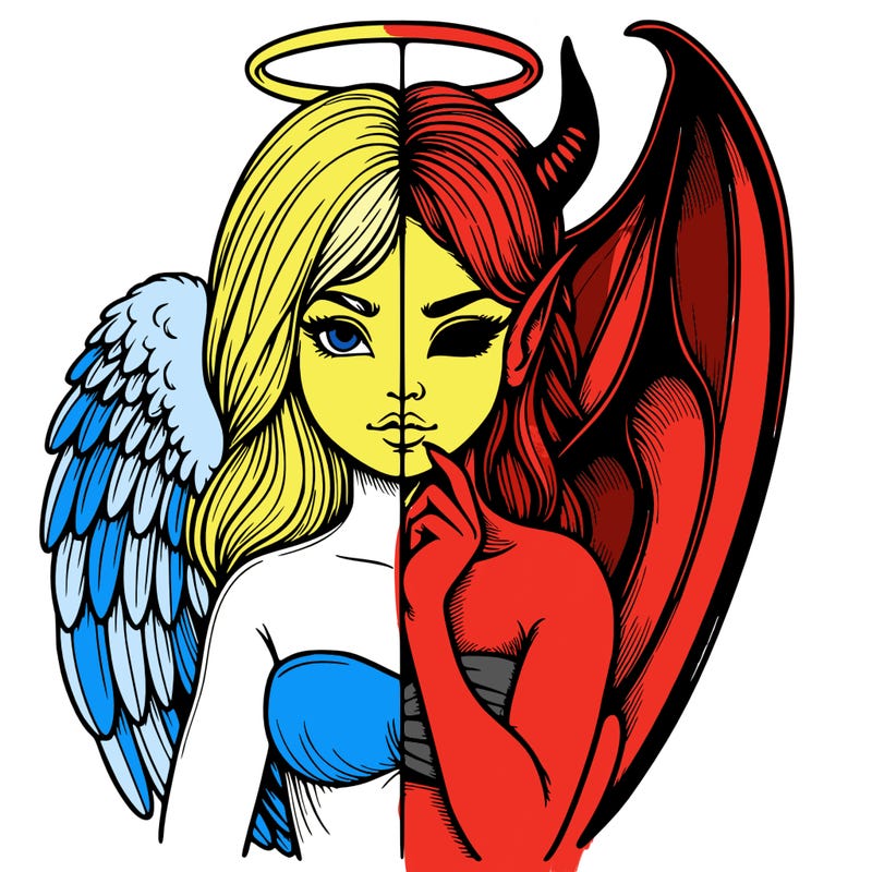 realistic angel half demon