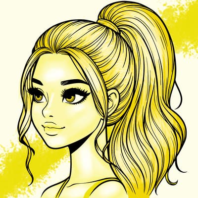 realistic girl with a high ponytail